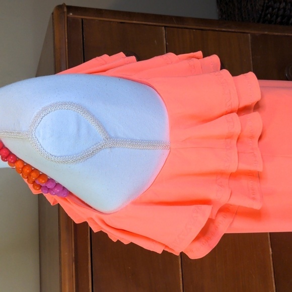 APT. 9 HOT CORAL Barbie RUFFLE ONE SHOULDER MIDI DRESS Sz Large - Picture 9 of 16